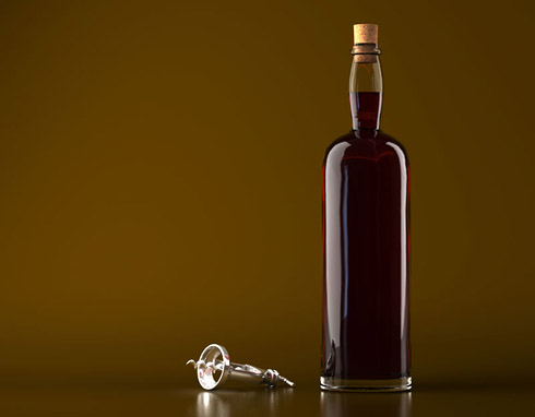 A photo-realistic rendtion of a Wine Bottle. Illustration by Pencil Sauce.