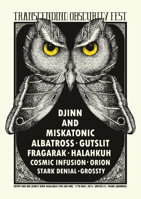 Poster/ t-shirt for Transcending Obscurity Fest 2014 at Bombay, IN.